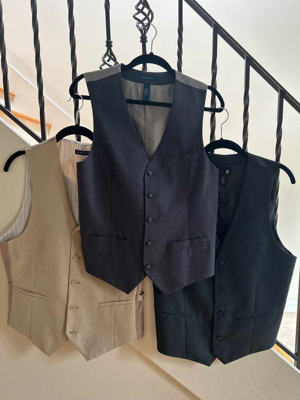 Stafford, Perry Ellis,JF, Men's Three-Pack Dress Vests - Gray,Charcoal, Beige